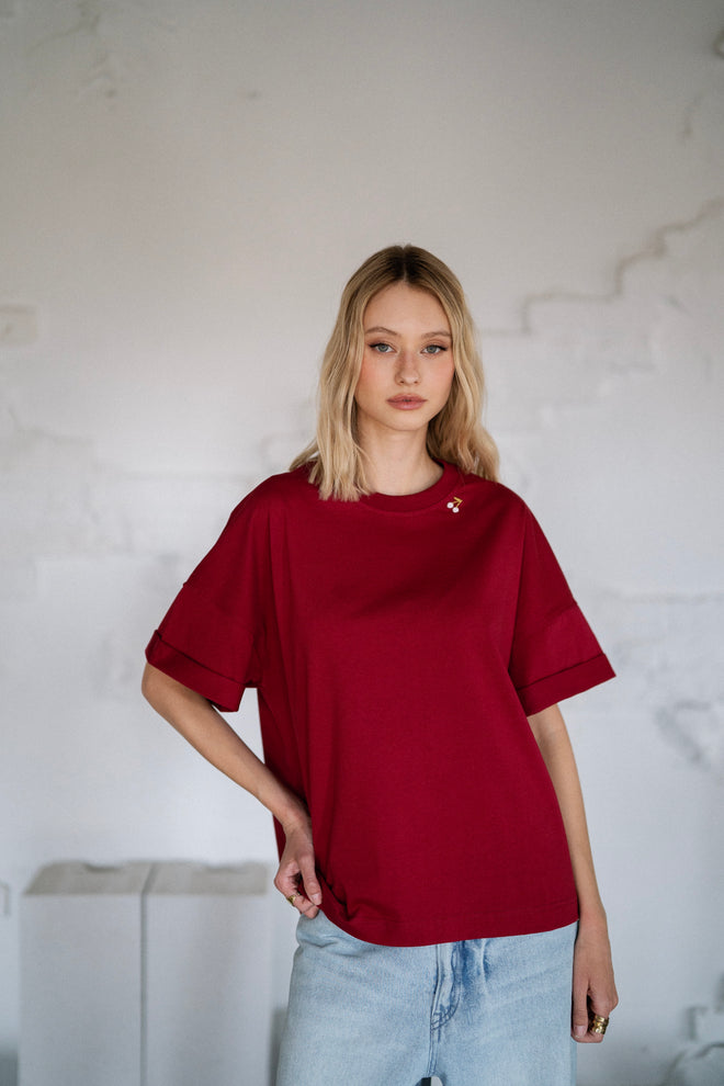 T-shirt CERISE bordowy