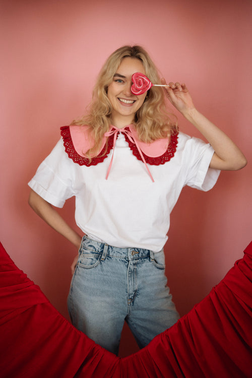 Kołnierzyk GIGI różowo-czerwony